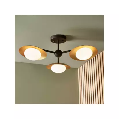 Bay Lighting Rajka 3 Arm Ceiling Light, Bronze Nearly Black | 27 x 58 x 53cm