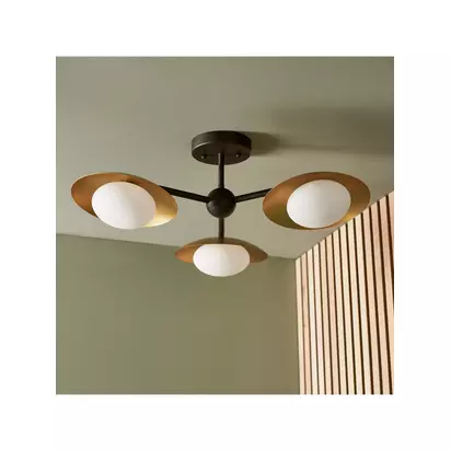 Bay Lighting Rajka 3 Arm Ceiling Light, Bronze Nearly Black | 27 x 58 x 53cm