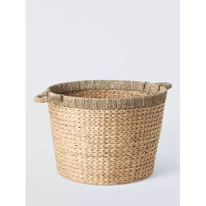 John Lewis Seagrass Rim Bulrush Round Storage Basket, Natural | 45x52x52cm