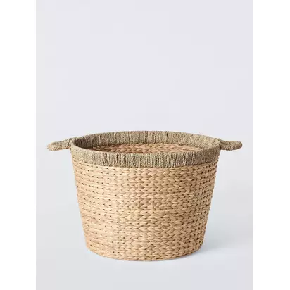 John Lewis Seagrass Rim Bulrush Round Storage Basket, Natural | 45x52x52cm