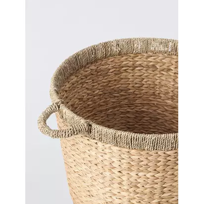 John Lewis Seagrass Rim Bulrush Round Storage Basket, Natural | 45x52x52cm