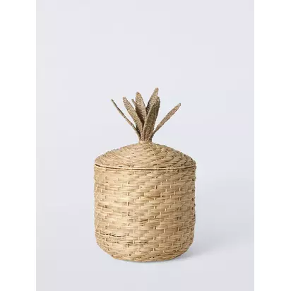 John Lewis Bulrush Pineapple Lidded Storage Box, Natural | 67.50x45x45cm