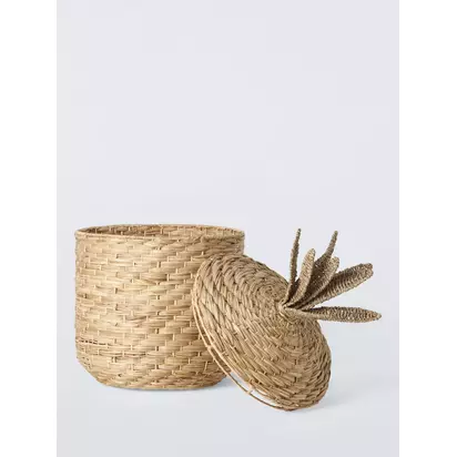 John Lewis Bulrush Pineapple Lidded Storage Box, Natural | 67.50x45x45cm