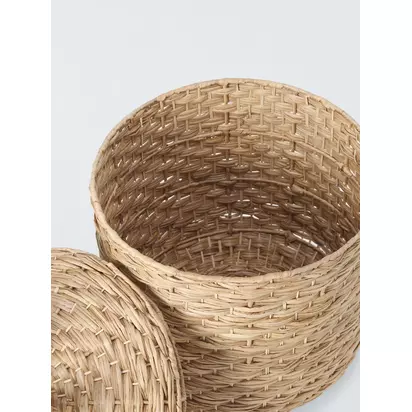 John Lewis Bulrush Pineapple Lidded Storage Box, Natural | 67.50x45x45cm