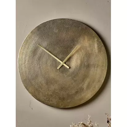 nkuku Okota Large Metal Wall Clock, 58cm, Antique Brass Antique Brass | H58 x W58 x D3cm
