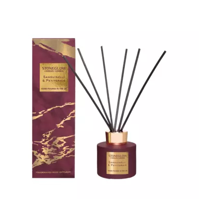 Stoneglow Luna Sanguinelli & Petitgrain Reed Diffuser, 120ml Dark Red | 77mm x 77mm x 250mm