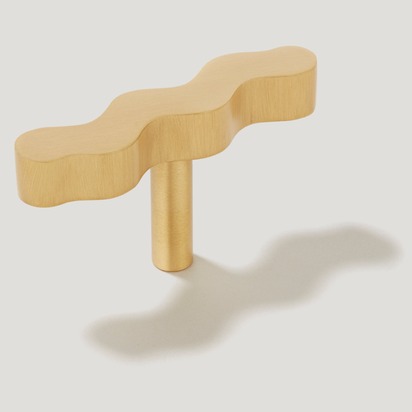 SQUIGGLE Single T Handle - Brass - Handle Only