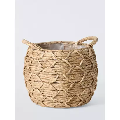 John Lewis Bulrush Round Planter, Natural | 34x33x33cm
