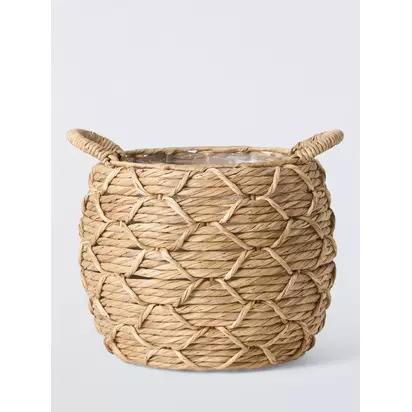 John Lewis Bulrush Round Planter, Natural | 34x33x33cm