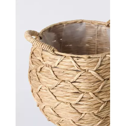 John Lewis Bulrush Round Planter, Natural | 34x33x33cm