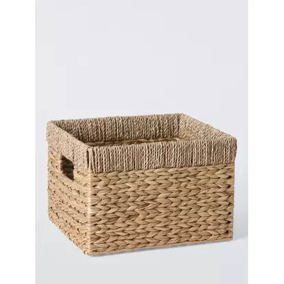 John Lewis Seagrass Rim Bulrush Rectangular Storage Basket, Natural | 20x30x26cm