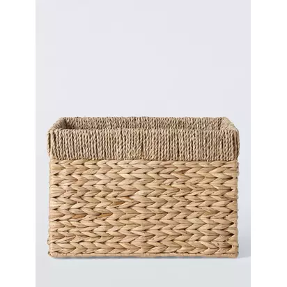 John Lewis Seagrass Rim Bulrush Rectangular Storage Basket, Natural | 20x30x26cm