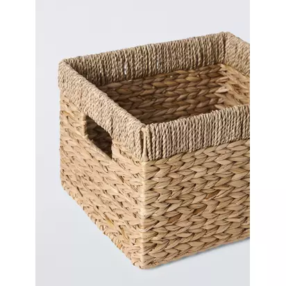 John Lewis Seagrass Rim Bulrush Rectangular Storage Basket, Natural | 20x30x26cm