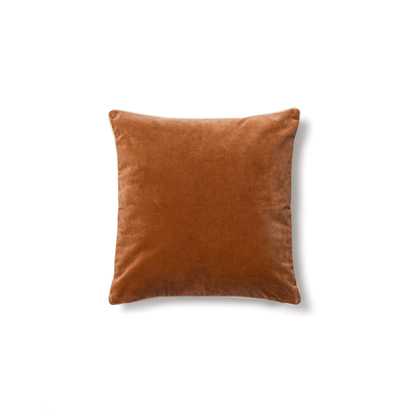 Tivani orange embroidered velvet cushion cover with contrasting trim 45 x 45cm