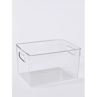 John Lewis Clear Plastic Storage Box, Medium Clear | H17 x W29 x D22cm