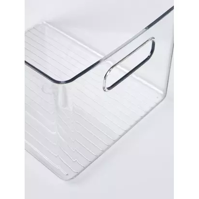 John Lewis Clear Plastic Storage Box, Medium Clear | H17 x W29 x D22cm