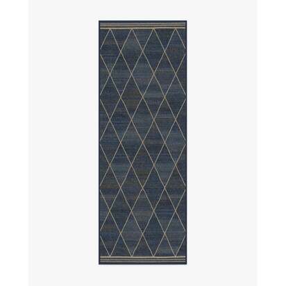 Harlequin Trellis Natural Navy Re-Jute Rug - 75 x 215 cm - Rug + Pad System