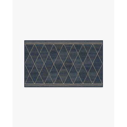 Harlequin Trellis Natural Navy Re-Jute Rug - 90 x 150 cm - Rug + Cushioned Pad System