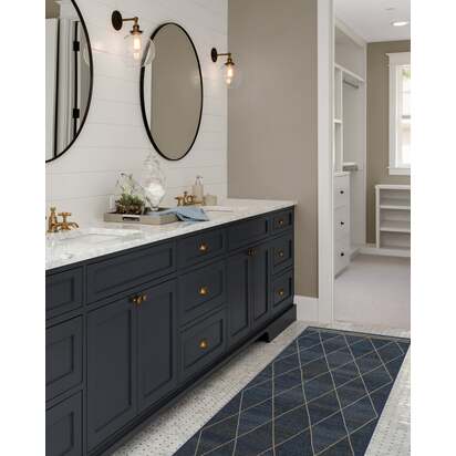 Harlequin Trellis Natural Navy Re-Jute Rug - 90 x 150 cm - Rug + Cushioned Pad System