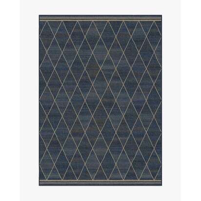 Harlequin Trellis Natural Navy Re-Jute Rug - 150 x 215 cm - Rug + Cushioned Pad System