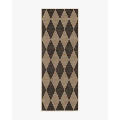 Palazzo Soft Black Re-Jute Rug - 75 x 215 cm - Rug + Cushioned Pad System