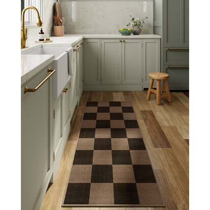 Checkerboard Soft Black Re-Jute Rug - 90 x 150 cm - Rug + Pad System