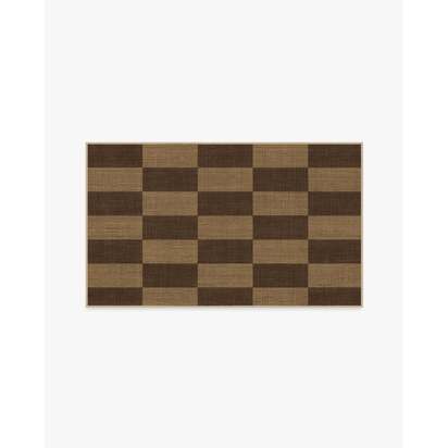 Yates Check Brown Re-Jute Rug by Architectural Digest - 90 x 150 cm - Rug + Pad System