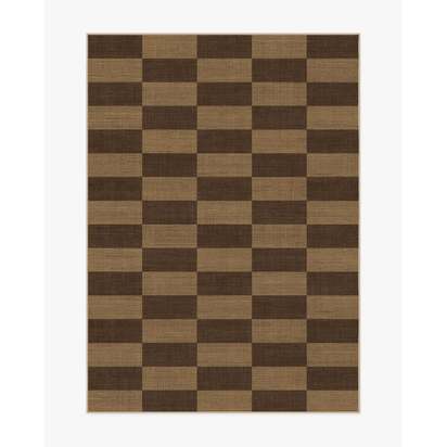 Yates Check Brown Re-Jute Rug by Architectural Digest - 150 x 215 cm - Rug + Cushioned Pad System