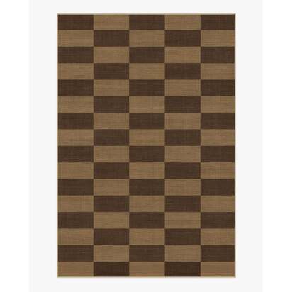 Yates Check Brown Re-Jute Rug by Architectural Digest - 185 x 275 cm - Rug + Cushioned Pad System