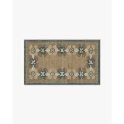 Aster Soft Blue Re-Jute Rug - 90 x 150 cm - Rug + Pad System