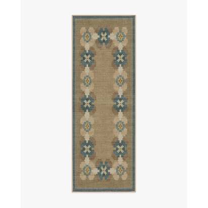 Aster Soft Blue Re-Jute Rug - 75 x 215 cm - Rug + Cushioned Pad System