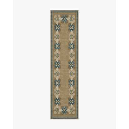 Aster Soft Blue Re-Jute Rug - 75 x 305 cm - Rug + Cushioned Pad System