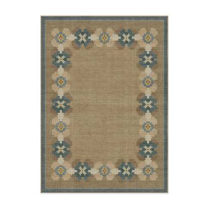 Aster Soft Blue Re-Jute Rug - 150 x 215 cm - Rug + Cushioned Pad System
