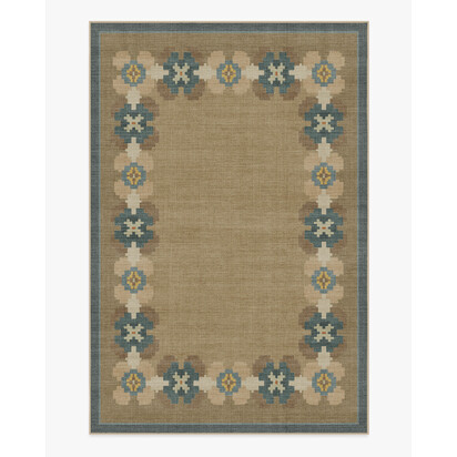 Aster Soft Blue Re-Jute Rug - 185 x 275 cm - Rug + Cushioned Pad System