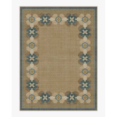 Aster Soft Blue Re-Jute Rug - 275 x 365 cm - Rug + Cushioned Pad System