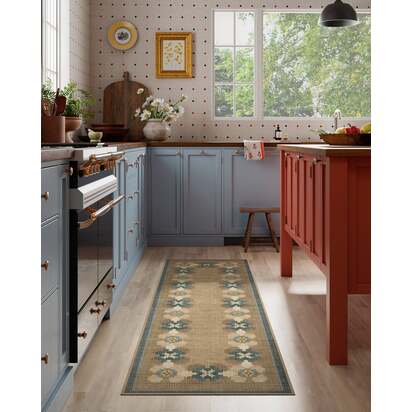 Aster Soft Blue Re-Jute Rug - 275 x 365 cm - Rug + Cushioned Pad System