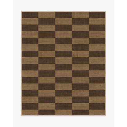 Yates Check Brown Re-Jute Rug by Architectural Digest - 245 x 305 cm - Rug + Cushioned Pad System