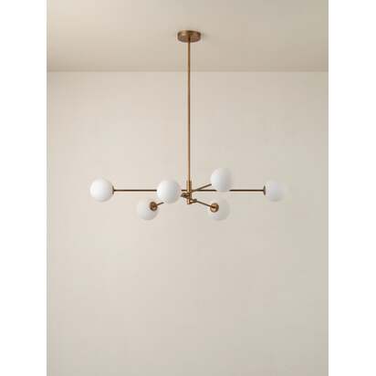 Chelso - 6 light aged brass and opal pendant