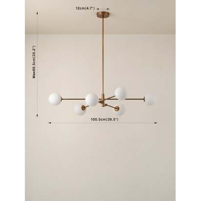 Chelso - 6 light aged brass and opal pendant