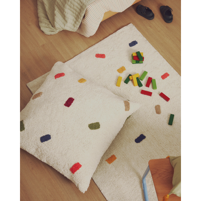 Epifania floor cushion cover 100% white cotton with multicolour dots