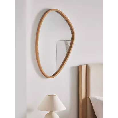 John Lewis Abstract Slim Oak Wood Frame Wall Mirror, 90 x 60cm, Natural Natural Oak | 90 x 60 x 3.7cm