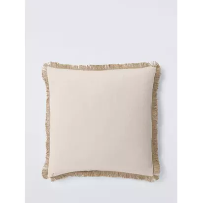 John Lewis Fringed Cotton Cushion Ochre | 50 x 50cm