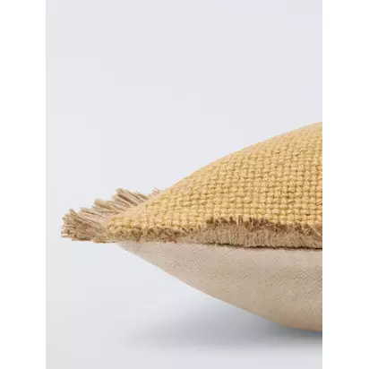 John Lewis Fringed Cotton Cushion, Yellow Ochre | 50 x 50cm