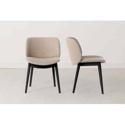 Dining Chair 04 (Set of 2) Black Legs / Oatmeal from Swyft
