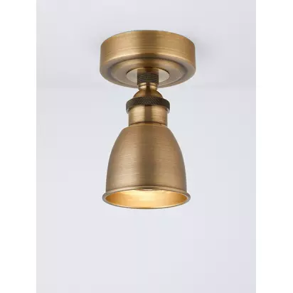 John Lewis Baldwin Flush Ceiling Spotlight Antique Brass | H14.8 x Dia.9cm