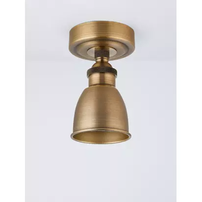 John Lewis Baldwin Flush Ceiling Spotlight Antique Brass | H14.8 x Dia.9cm