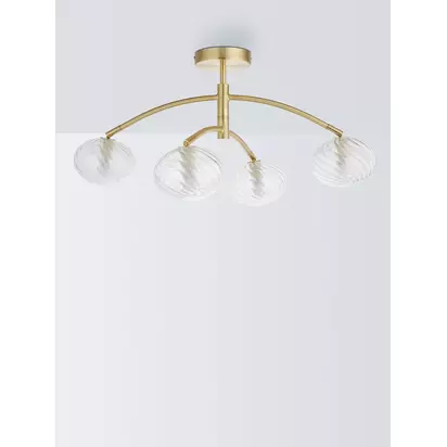 John Lewis Bowe 4 Arm Semi Flush Ceiling Light, Brushed Brass Brushed Brass | H31 x W62 x D62cm