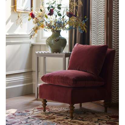 OKA | Rosina Velvet Slipper Chair - Blood Orange | Armchair