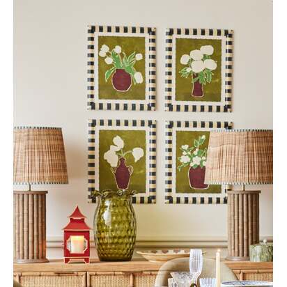 OKA | Striscia Framed Floral Prints - Set of Four - Green | Print