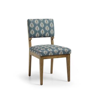 OKA | Vincent Ocellus Upholstered Dining Chair - Weathered Oak/Petrol | Luxury Dining Chairs & Sets